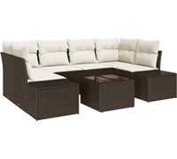 vidaXL Ensemble de canapé de jardin avec coussins 8 pcs brun et crème Poly-Rotin