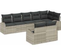 vidaXL Ensemble de canapé de jardin avec coussins 8 pcs gris clair Poly-Rotin