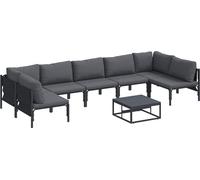 vidaXL Ensemble de canapé de jardin avec coussins 8 pcs noir acier