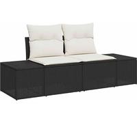 vidaXL Ensemble de canapé de jardin avec coussins 8 pcs noir et crème poly rotin