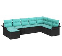 vidaXL Ensemble de canapé de jardin avec coussins 8 pcs noir Poly rotin