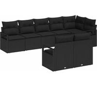 vidaXL Ensemble de canapé de jardin avec coussins 8 pcs noir poly rotin