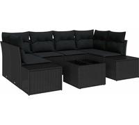vidaXL Ensemble de canapé de jardin avec coussins 8 pcs noir poly rotin