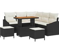 vidaXL Ensemble de canapé de jardin avec coussins 8 pcs noir poly rotin