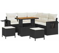 vidaXL Ensemble de canapé de jardin avec coussins 8 pcs noir poly rotin