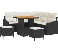 vidaXL Ensemble de canapé de jardin avec coussins 8 pcs noir poly rotin
