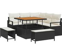 vidaXL Ensemble de canapé de jardin avec coussins 8 pcs noir poly rotin