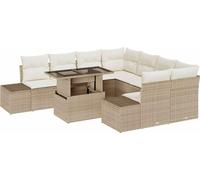 vidaXL Ensemble de canapé de jardin avec coussins 9 pcs Beige et crème Poly-Rotin