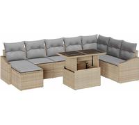 vidaXL Ensemble de canapé de jardin avec coussins 9 pcs Beige et gris clair