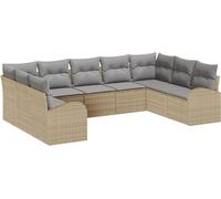 vidaXL Ensemble de canapé de jardin avec coussins 9 pcs Beige et gris clair Poly-Rotin