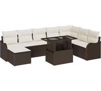 vidaXL Ensemble de canapé de jardin avec coussins 9 pcs brun poly rotin