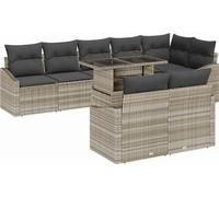 vidaXL Ensemble de canapé de jardin avec coussins 9 pcs gris clair Poly-Rotin