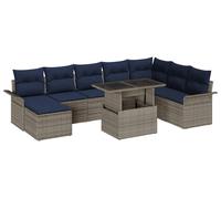 vidaXL Ensemble de canapé de jardin avec coussins 9 pcs Gris Poly Rattan
