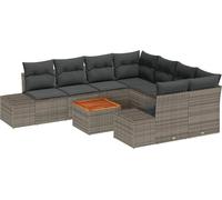 vidaXL Ensemble de canapé de jardin avec coussins 9 pcs Gris Poly-Rotin