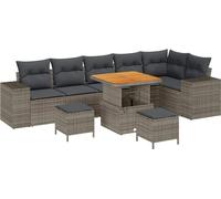 vidaXL Ensemble de canapé de jardin avec coussins 9 pcs Gris Poly-Rotin