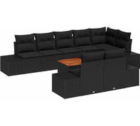 vidaXL Ensemble de canapé de jardin avec coussins 9 pcs noir poly rotin