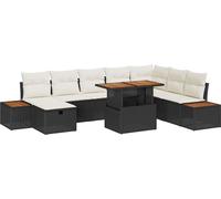 vidaXL Ensemble de canapé de jardin avec coussins 9 pcs noir poly rotin
