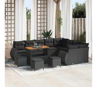 vidaXL Ensemble de canapé de jardin avec coussins avec coussins 13 pcs noir Poly rotin