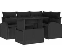vidaXL Ensemble de canapé de jardin 5 pièces en poly rotin avec coussins – noir