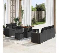 vidaXL Ensemble de canapé de jardin avec coussins avec coussins 8 pcs noir Poly rotin