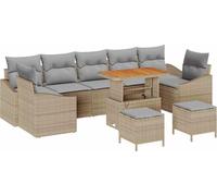 vidaXL Ensemble de canapé de jardin avec coussins avec mémoire 10 pcs Beige Poly Rattan