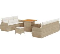 vidaXL Ensemble de canapé de jardin avec coussins avec mémoire 10 pcs Beige Poly-Rotin