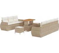 vidaXL Ensemble de canapé de jardin avec coussins avec mémoire 10 pcs Beige Poly-Rotin