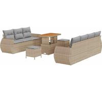vidaXL Ensemble de canapé de jardin avec coussins avec mémoire 10 pcs Beige Poly-Rotin