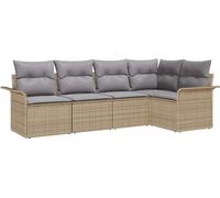 vidaXL Ensemble de canapé de jardin avec coussins avec mémoire 5 pcs Beige Poly Rattan