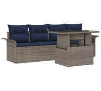 vidaXL Ensemble de canapé de jardin avec coussins avec mémoire 5 pcs Gris Poly Rattan