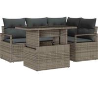 vidaXL Ensemble de canapé de jardin avec coussins avec mémoire 5 pcs Gris Poly Rattan