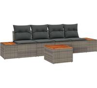vidaXL Ensemble de canapé de jardin avec coussins avec mémoire 5 pcs Gris Poly Rattan
