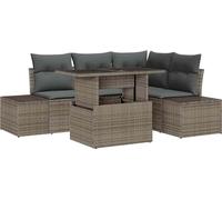 vidaXL Ensemble de canapé de jardin avec coussins avec mémoire 5 pcs Gris Poly-Rotin