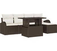 vidaXL Ensemble de canapé de jardin avec coussins avec mémoire 6 pcs brun poly rotin