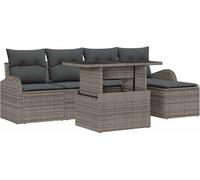 vidaXL Ensemble de canapé de jardin avec coussins avec mémoire 6 pcs Gris Poly Rattan
