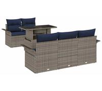vidaXL Ensemble de canapé de jardin avec coussins avec mémoire 6 pcs Gris Poly Rattan