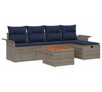 vidaXL Ensemble de canapé de jardin avec coussins avec mémoire 6 pcs Gris Poly Rattan