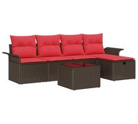 vidaXL Ensemble de canapé de jardin avec coussins avec mémoire 6 pcs Poly rotin