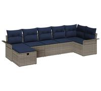 vidaXL Ensemble de canapé de jardin avec coussins avec mémoire 7 pcs Gris Poly Rattan