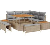 vidaXL Ensemble de canapé de jardin avec coussins avec mémoire 8 pcs Beige Poly Rattan
