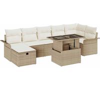 vidaXL Ensemble de canapé de jardin avec coussins avec mémoire 8 pcs Beige Poly Rattan