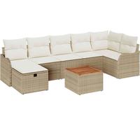 vidaXL Ensemble de canapé de jardin avec coussins avec mémoire 8 pcs Beige Poly Rattan
