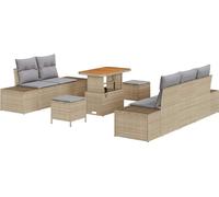 vidaXL Ensemble de canapé de jardin avec coussins avec mémoire 8 pcs Beige Poly Rattan
