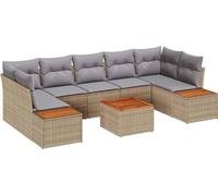 vidaXL Ensemble de canapé de jardin avec coussins avec mémoire 8 pcs Beige Poly Rattan