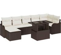vidaXL Ensemble de canapé de jardin avec coussins avec mémoire 8 pcs brun poly rotin