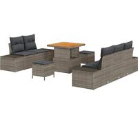 vidaXL Ensemble de canapé de jardin avec coussins avec mémoire 8 pcs Gris Poly Rattan