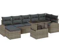 vidaXL Ensemble de canapé de jardin avec coussins avec mémoire 8 pcs Gris Poly Rattan