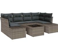 vidaXL Ensemble de canapé de jardin avec coussins avec mémoire 8 pcs Gris Poly-Rotin