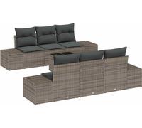 vidaXL Ensemble de canapé de jardin avec coussins avec mémoire 8 pcs Gris Poly-Rotin