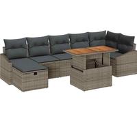 vidaXL Ensemble de canapé de jardin avec coussins avec mémoire 8 pcs Gris Poly-Rotin